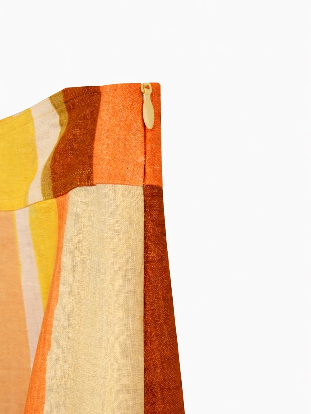 Marie Oliver Striped Midi Skirt Linen Blend Yellow Orange Summer Boho Size 4 - Picture 4 of 12
